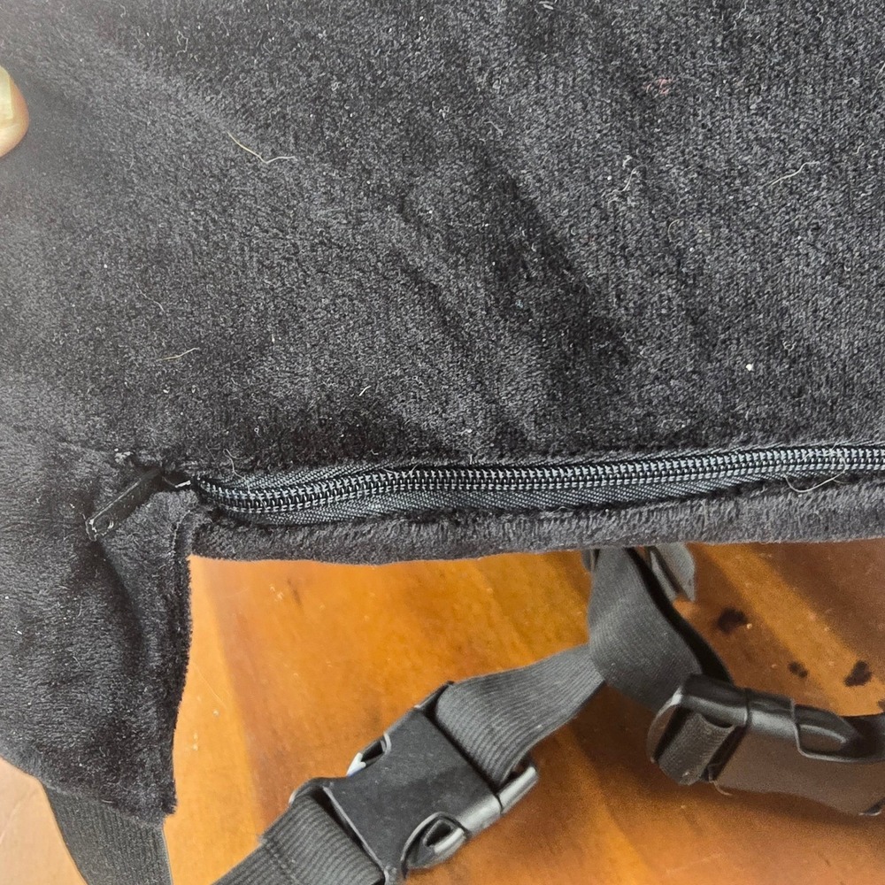 Qutool Black Velour Lumbar Support Pillow Cushion Ergonomic Back Support w/Strap - Picture 8 of 8